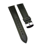 18mm, 20mm, 22mm Olive Green Calf Leather Strap, Quick Release Spring Bars