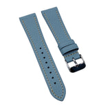 18mm, 20mm Powder Blue Litchi Grain Calf Leather Watch Strap, Cream Stitching