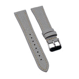 18mm, 20mm Rhino Gray Litchi Grain Calf Leather Watch Strap, Cream Stitching