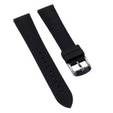 19mm, 21mm, 23mm Nylon Grain Black FKM Rubber Slim Watch Strap, Quick Release Spring Bars