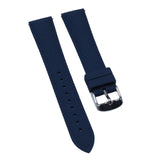19mm, 21mm, 23mm Nylon Grain Navy Blue FKM Rubber Slim Watch Strap, Quick Release Spring Bars