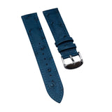 19mm Blue Ostrich Embossed Calf Leather Strap