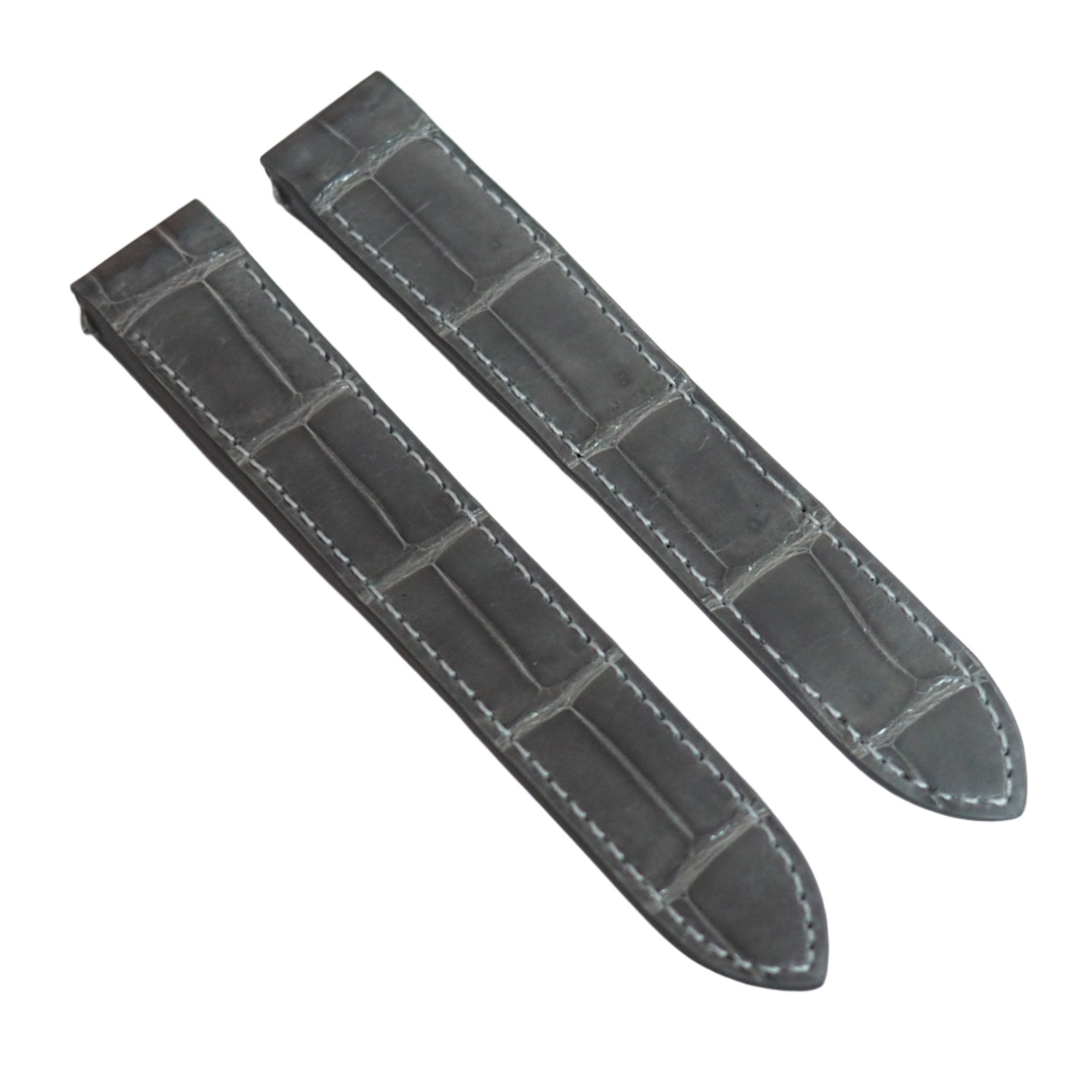 19mm Steel Gray Alligator Leather Watch Strap For Cartier Roadster
