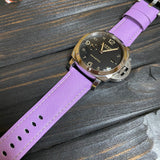 24mm Orchid Violet Saffiano Leather Watch Strap For Panerai, Small Wrist Length