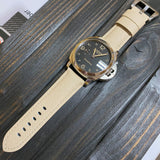 24mm Kahki Saffiano Leather Watch Strap For Panerai, Small Wrist Length