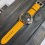 24mm Orange Saffiano Leather Watch Strap For Panerai, Small Wrist Length