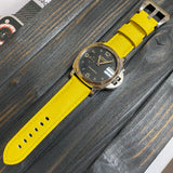 24mm, 26mm Yellow Saffiano Leather Watch Strap For Panerai, Two Length Size
