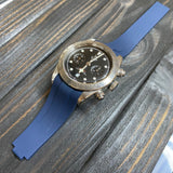 20mm, 22mm Curved End Navy Blue FKM Rubber Watch Strap For Tudor Black Bay 41 / BB58 / BB54