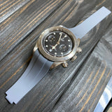 20mm, 22mm Curved End Gray FKM Rubber Watch Strap For Tudor Black Bay 41 / BB58 / BB54