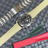 20mm, 22mm Curved End Khaki FKM Rubber CTS Watch Strap, Quick Release Spring Bars