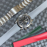 20mm, 22mm Curved End Gray FKM Rubber CTS Watch Strap, Quick Release Spring Bars