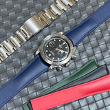 20mm, 22mm Curved End Navy Blue FKM Rubber CTS Watch Strap, Quick Release Spring Bars