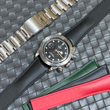 20mm, 22mm Curved End Black FKM Rubber CTS Watch Strap, Quick Release Spring Bars