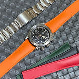 20mm, 22mm Curved End Orange FKM Rubber CTS Watch Strap, Quick Release Spring Bars