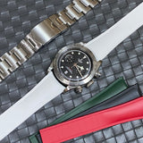 20mm, 22mm Curved End White FKM Rubber CTS Watch Strap, Quick Release Spring Bars