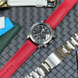 20mm, 22mm Omega Style Sailcloth Texture Red FKM Rubber Watch Strap, Quick Release Spring Bars