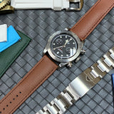 20mm, 22mm Omega Style Sailcloth Texture Brown FKM Rubber Watch Strap, Quick Release Spring Bars