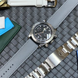 20mm, 22mm Omega Style Sailcloth Texture Gray FKM Rubber Watch Strap, Quick Release Spring Bars