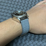 20mm, 22mm Mosaic Pattern Grey FKM Rubber Watch Strap, Quick Release Spring Bars