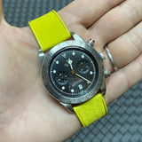 20mm, 22mm Mosaic Pattern Yellow FKM Rubber Watch Strap, Quick Release Spring Bars