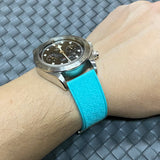 20mm, 22mm Mosaic Pattern Tiffany Blue FKM Rubber Watch Strap, Quick Release Spring Bars