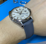 19mm, 21mm, 23mm Nylon Grain Gray FKM Rubber Slim Watch Strap, Quick Release Spring Bars
