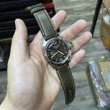 22mm, 24mm Olive Green Chromexcel Horween Leather Watch Strap, Cream Stitching For Panerai