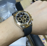 【GM】 20mm, 21mm Straight End Black Vulcanized FKM Rubber Watch Strap For Rolex, Steel Inside