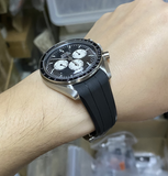 20mm, 21mm Black Curved End FKM Rubber Watch Strap For Omega Speedmaster Moonwatch Professional and Dark Side of the Moon