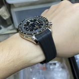 20mm, 21mm Black Curved End FKM Rubber Watch Strap For Omega Speedmaster Moonwatch Professional and Dark Side of the Moon