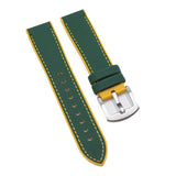 20mm, 21mm, 22mm, 23mm, 24mm Hybrid Green Fiber Yellow Rubber Watch Strap