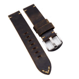 20mm, 21mm, 22mm, 23mm Vintage Style Dark Brown Matte Calf Leather Watch Strap