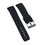 20mm, 21mm, 22mm Curved End Nylon Grain Black FKM Rubber Watch Strap, Quick Release Spring Bars