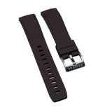 20mm, 21mm, 22mm Curved End Nylon Grain Brown FKM Rubber Watch Strap, Quick Release Spring Bars