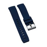 20mm, 21mm, 22mm Curved End Nylon Grain Navy Blue FKM Rubber Watch Strap, Quick Release Spring Bars