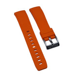 20mm, 21mm, 22mm Curved End Nylon Grain Orange FKM Rubber Watch Strap, Quick Release Spring Bars