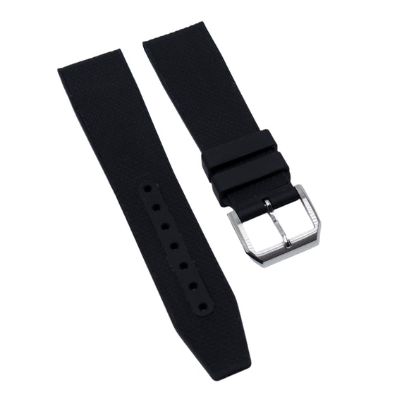 20mm, 21mm, 22mm Nylon Grain Black FKM Rubber Watch Strap For IWC