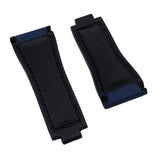 20mm, 21mm, 22mm Nylon Grain Navy Blue FKM Rubber Watch Strap For Rolex