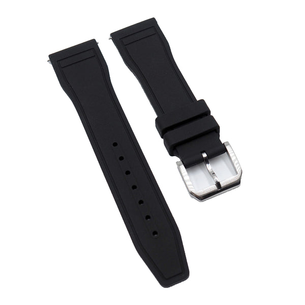 20mm, 21mm, 22mm Pilot Style Black FKM Rubber Watch Strap For IWC