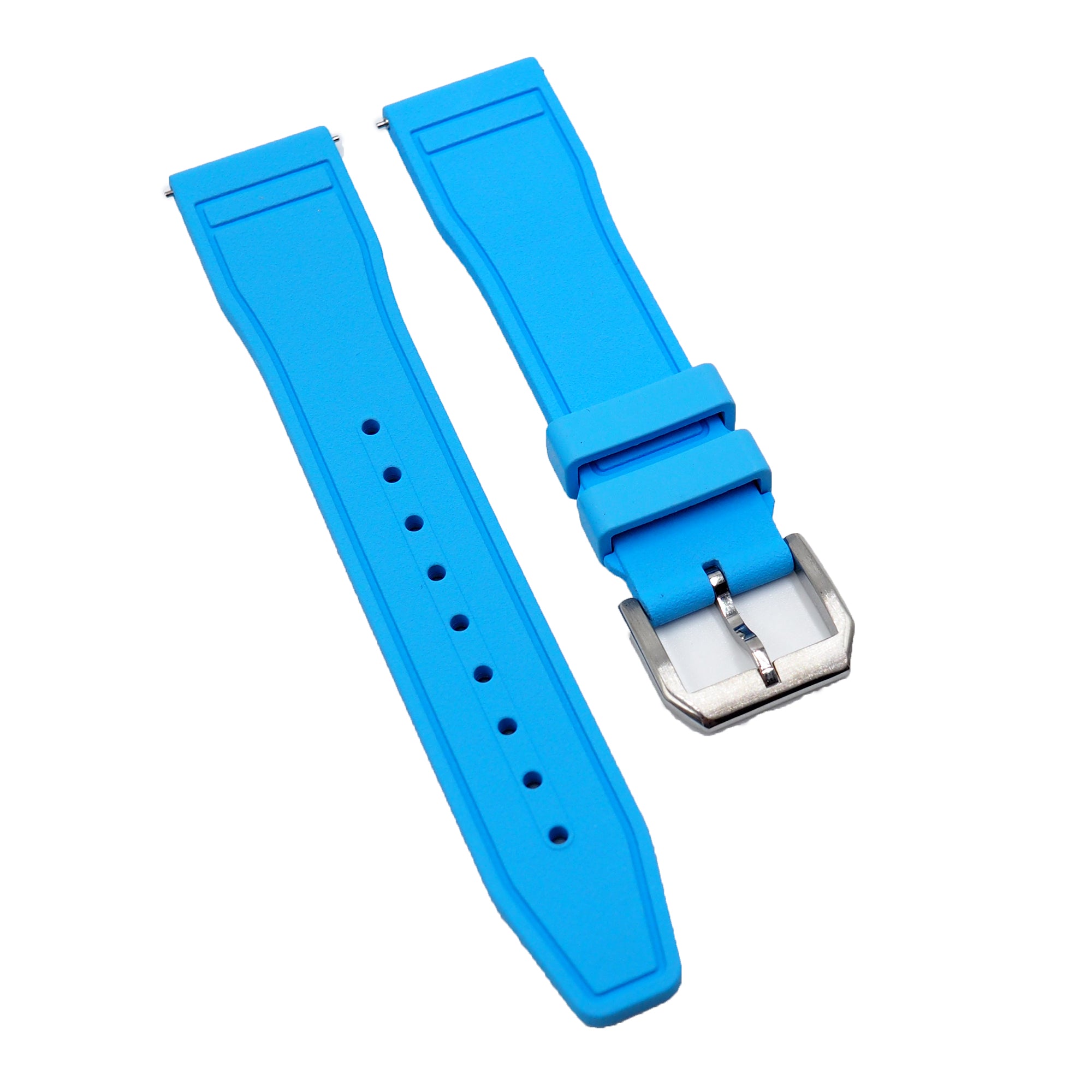 20mm, 21mm, 22mm Pilot Style Sky Blue FKM Rubber Watch Strap For