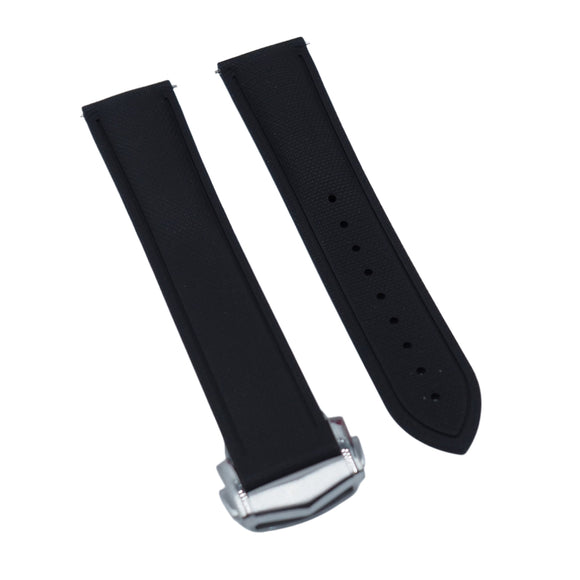 20mm, 21mm, 22mm Straight End Black FKM Rubber Watch Strap For Omega, Quick Release Spring Bars