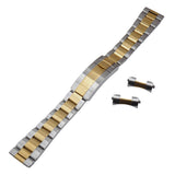 20mm, 21mm, 22mm Straight End Gold/Steel Two Tone Stainless Steel Watch Strap, Rolex Style