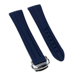 20mm, 21mm Navy Blue Curved End FKM Rubber Watch Strap For Omega Speedmaster Moonwatch Professional and Dark Side of the Moon