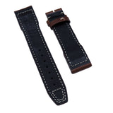 20mm, 21mm Pilot Style Bottle Brown Calf Leather Watch Strap For IWC, Rivet Lug, Semi Square Tail
