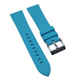 20mm, 22mm Bevel Edge Style Sky Blue FKM Rubber Watch Strap, Quick Release Spring Bars
