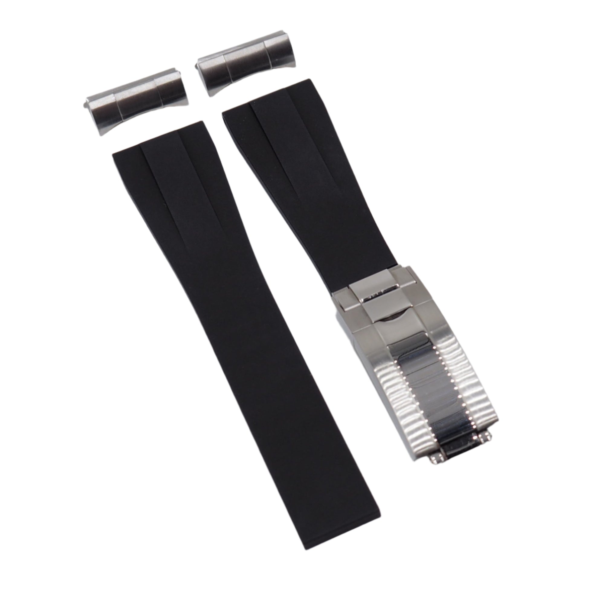 20mm, 22mm Black FKM Rubber Watch Strap and End link For Tudor