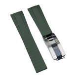 20mm, 22mm Curved End Army Green FKM Rubber Watch Strap For Tudor Black Bay 41 / BB58 / BB54