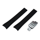 20mm, 22mm Curved End Black FKM Rubber CTS Watch Strap, Quick Release Spring Bars