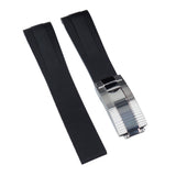 20mm, 22mm Curved End Black FKM Rubber Watch Strap For Tudor Black Bay 41 / BB58 / BB54