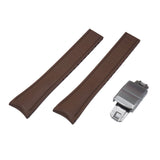 20mm, 22mm Curved End Brown FKM Rubber CTS Watch Strap, Quick Release Spring Bars